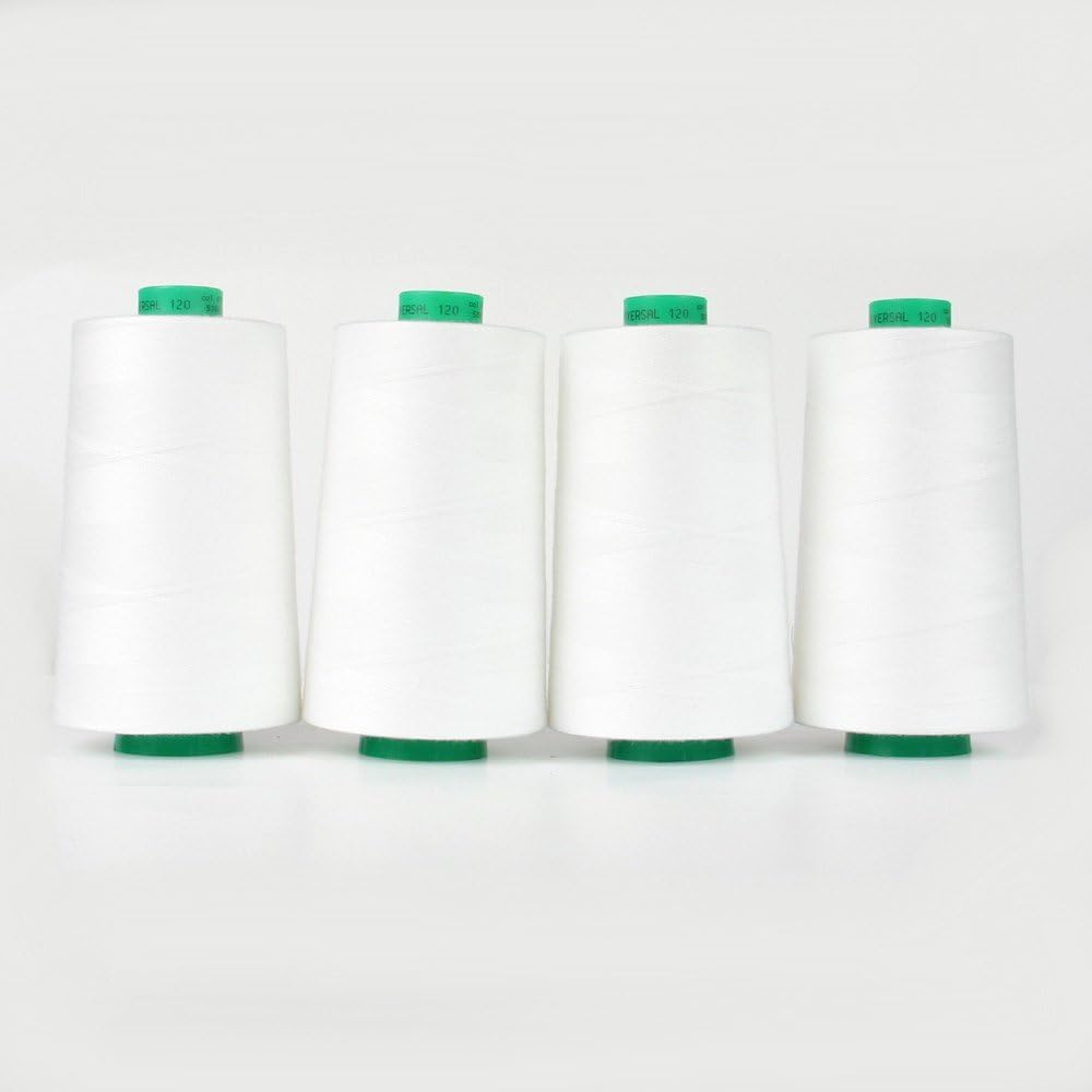 Ackermann 4X 5.000m UNIVERSAL NÄHGARN, Stärke 120, Qualitätsgarn, Overlock Garn, Garn für Overlock-Nähmaschinen (700 Weiß)