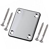 YMC 1 Set Electric Guitar Neck Plate with Screws for Strat Tele Guitar Precision,Jazz Bass Replacement, Chrome