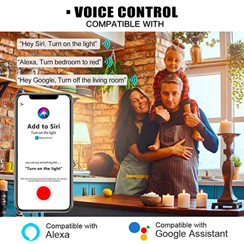 MagicLight Smart WiFi Alexa Light Bulb (No Hub Required), A19 7w (60w Equivalent) Dimmable RGBCW Color Changing LED Smart Lights, Compatible with Alexa Google Home Siri IFTTT (2 Pack) - Thumbnail 3