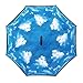 owen kyne Windproof Double Layer Folding Inverted Umbrella, Self Stand Upside-down Rain Protection Car Reverse Umbrellas with C-shaped Handle (Sky Blue)