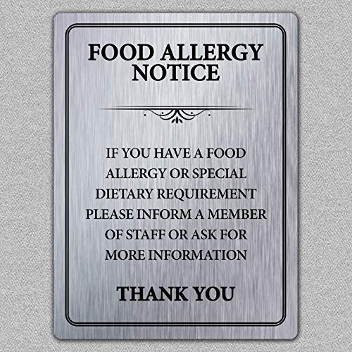 Food Allergy Safety Notice Tin Sign Metal Sign TIN Sign 7.8X11.8 INCH
