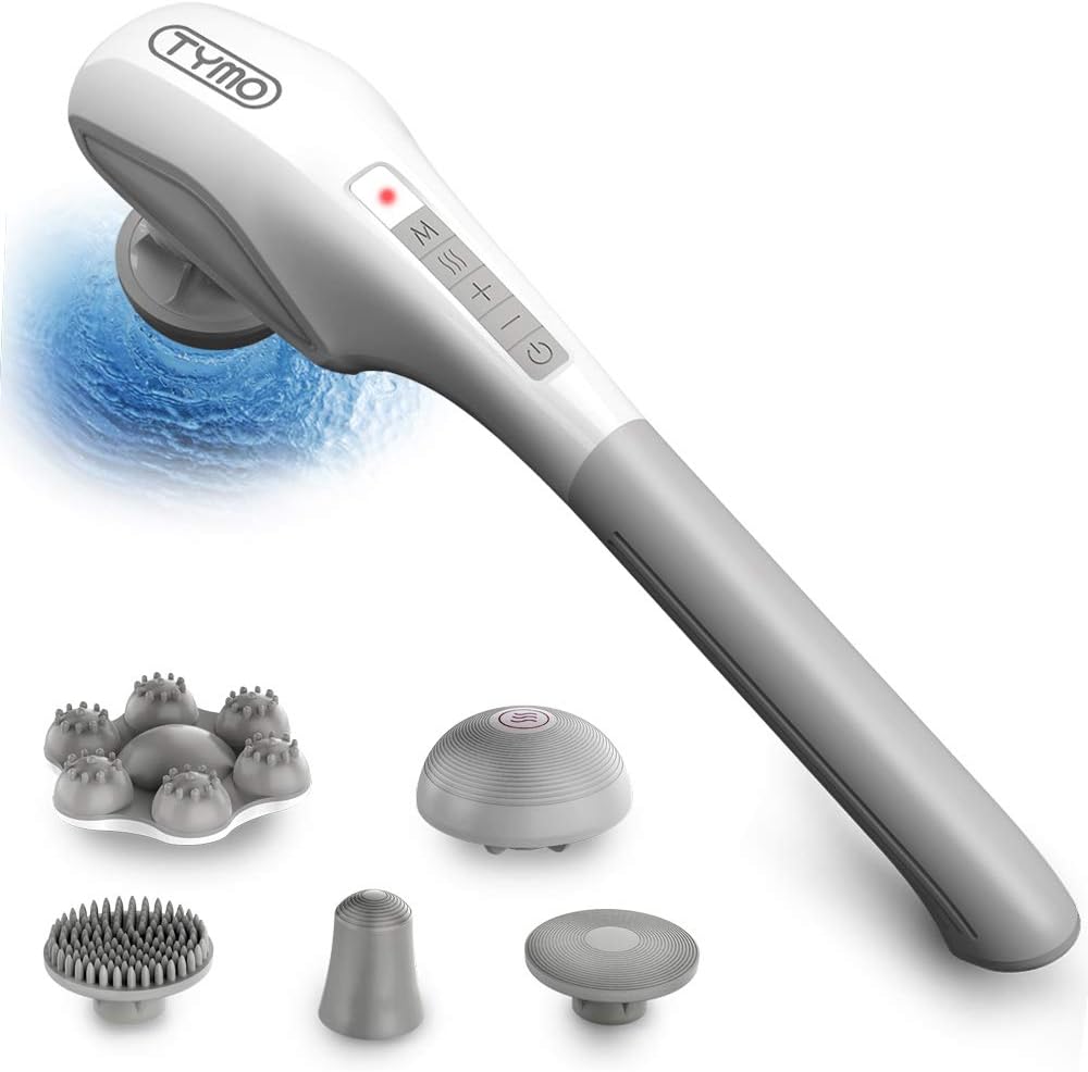 TYMO WHITE WHALE Handheld Massager - Heat Therapy Massager with Silicone Nodes for Comfortable use, Powerful (3600 RPM) Deep Tissue Percussion for Pain Relief, Cover 90% Body Massage: Health & Personal Care