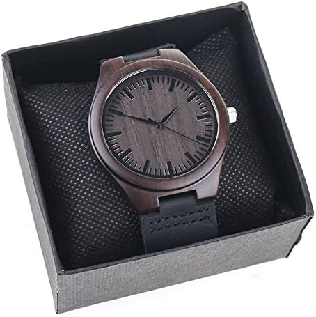 Bamboo Wooden Watch, Wristwatches Gift Cowhide Leather Strap Japanese Quartz Movement Watches with Gift Case (Grey)