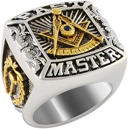 Custom Made Masonic Past Master Ring Magnificent Blue Stone AAA Level White and Yellow 18k Gold Plated Unique and Collectible Handcrafted Design (12.5)
