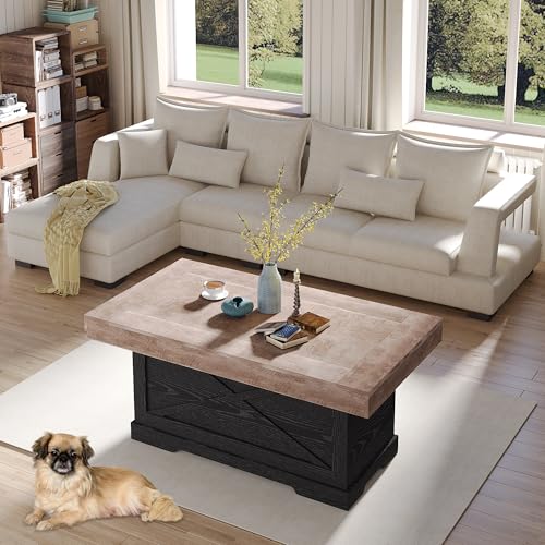 Vlsrka 100x55 CM Mesa de Centro de Madera para Sala, Mesa de Estar, Oficina o Consultoría Estilo Rústico, Muebles rústicos para Sala de Estar (Nogal)