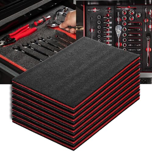 8 Pack Tool Box Foam, 15.7 x 9.8 x 0.8 Inch Foam Inserts for Cases, Polyethylene Storage Sheets for Toolbox Hard Case, Tool Shadow Insert, Kaizen Organizer Sheet