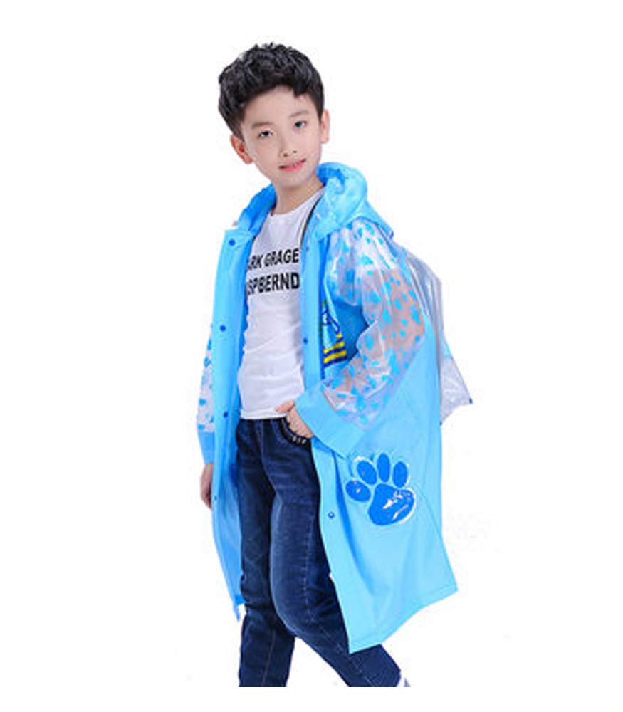 Ancmaple Rain Jacket for Kids Waterproof Hooded Cartoon Raincoat with Schoolbag Position Pockets