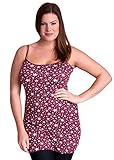 Woman Burgundy Plus Size White Star Printed Spaghetti Strap Tank Top