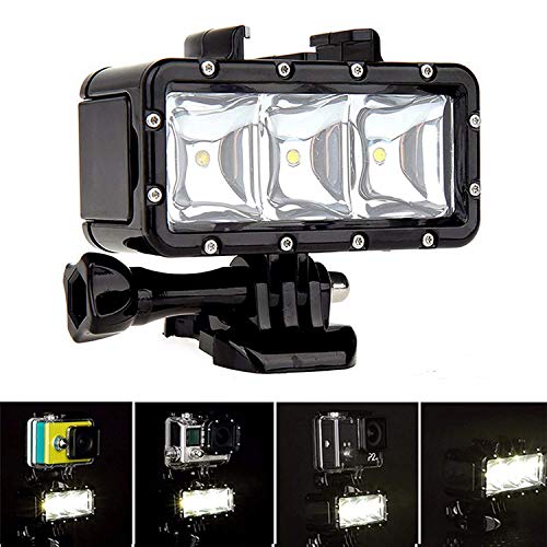 SHOOT Diving Light Super Bright Waterproof 30m Fishing LED Fill for GoPro HERO8/7 Black Silver White/6/5/5S/4/4S and Other Action Camera Waterproof Digital Camera,1200mAh Built-in Rechargeable Battery