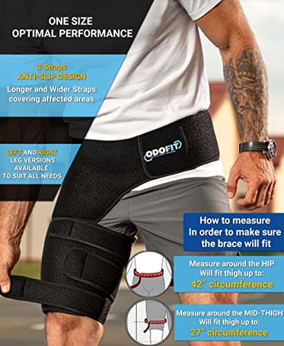 ODOFIT Hip Support Brace - Compression Wrap for Groin, Thigh, Hamstring ...