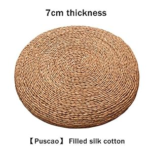 Straw Yoga Meditation Mat, Japanese-Style Tatami Handmade Straw Mat Thickened Round Yoga Floor Mat for Meditation Rest (Thickness 7Cm),straw stuffing,60 * 60cm