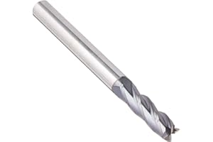 Kodiak Cutting Tools KCT166450 USA Made Solid Carbide End Mill, AlTiN Coated, 4 Flute, 3/16" Diameter, 3/16" Shank, 5/8" Length of Cut, 2" Overall Length
