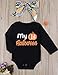 Baby Girl Boy Clothes My First Halloween Long Sleeve Romper,Little Cute Ghost Pants with Hat+Headband Outfit Set(0-3 Months)