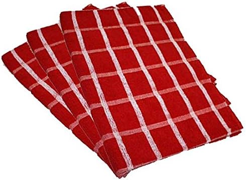 Portland Luxury Waffle Egyptian Tea Towel [3 PACK] 50x70cm Red/White