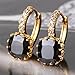 GULICX Gold Tone Black Crystal Dashing Captivating Rhinestone leverback Earring