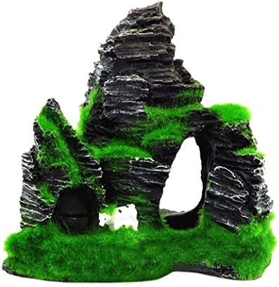 Aquarium Decor Mountain View Aquarium Rockery Hiding Cave Tree Fish Tank Ornament Decoration (Multicolor C)