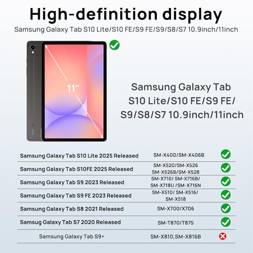Gerutek Anti-Drop Case for Samsung Galaxy Tab S10 Lite 10.9 Inch/Tab S10 FE/Tab S9 FE/S9 11 inch (2025/2023), Rugged Case with Stand 360° Rotation, Hand/Shoulder Strap, Pencil Holder, Black