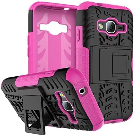 J1 Mini Prime Case, Lantier Hybrid Armor Shockproof Impact Protection Tough Hard Rugged Heavy Duty Combo Dual Layer Protective Case Cover with Kickstand for Samsung Galaxy J1 Mini Prime Rose