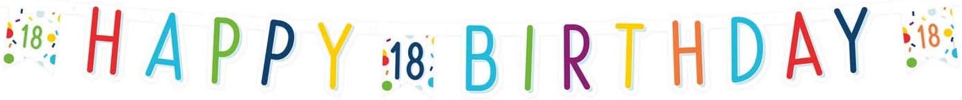 (PKT) 1 Confetti Birthday 18th Birthday Letter Banner 1.8m, Rainbow