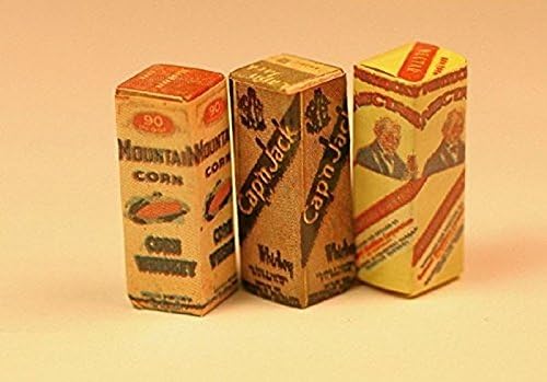 Dollhouse Miniature Set of 3 Vintage Look Whiskey Boxes