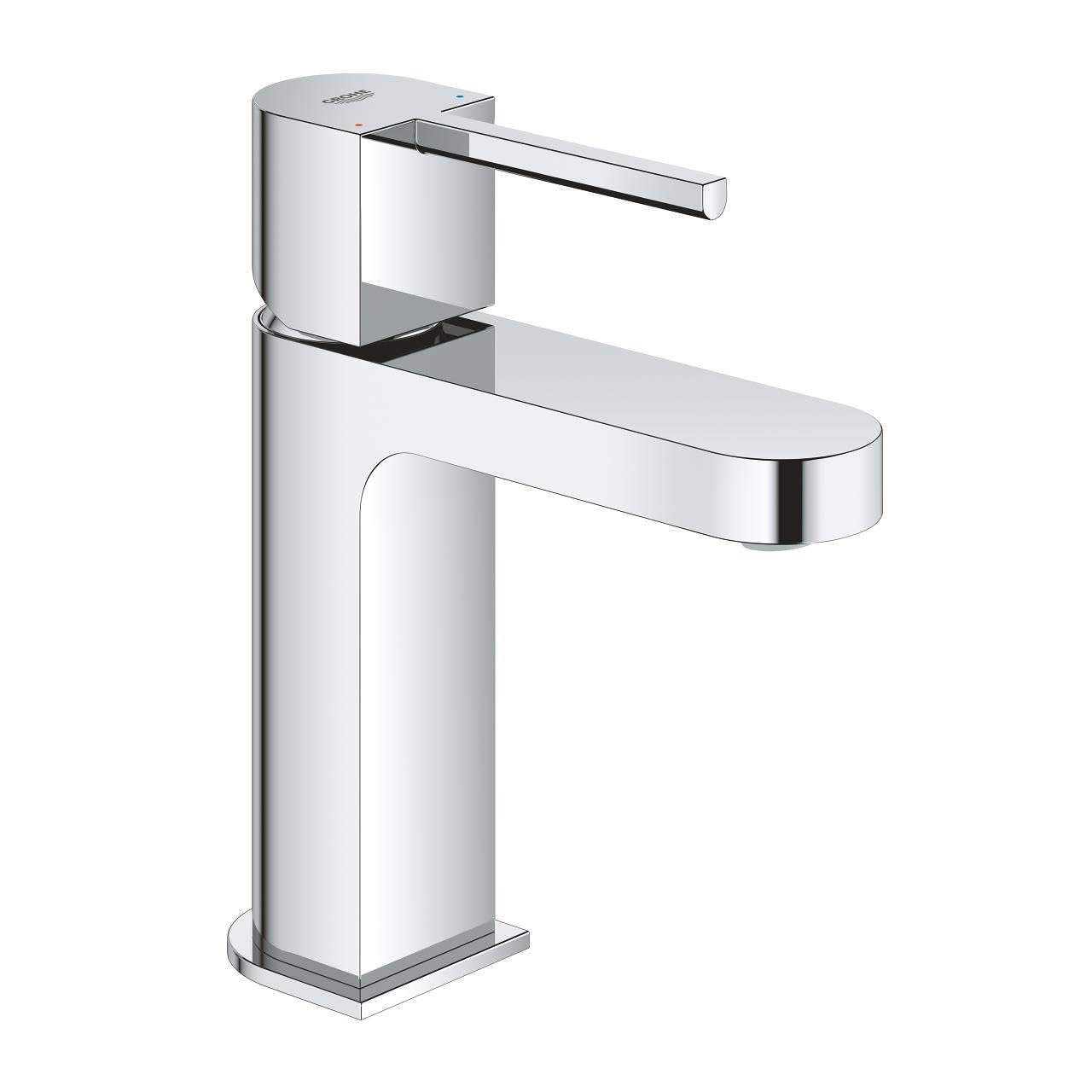 GROHE Plus Single Lever Basin Mixer, S-Size, Smooth Body, Push Open Waste Set Water-Saving Tap in Chrome Finish 33163003