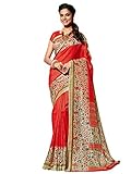 Shonaya Women's Printed Cotton Silk Orange Designer Saree With Unstitched Blouse Piece