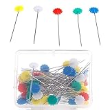 Slaxry Flower Head Pins Multicolor Patchwork Pins with Box DIY Quilting Tool Sewing Accessories, 100 Per Pack