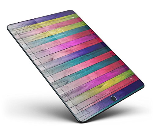 Wood Pattern Design Skinz Premium Full-Body Cover Wrap Decal Skin Kit for the Apple iPad Pro 12.9-inch 2nd generation - (A1670/A1671) - Vibrant Neon Colored Wood Strips