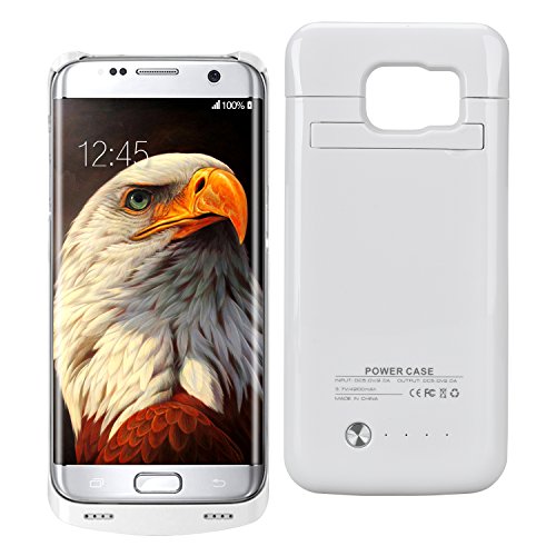 Galaxy S6 Edge Battery Case,BEAOK 4200mAh External Battery Charger Case Protection Cover Rechargeable Power Bank for Samsung Galaxy S6 Edge( White)