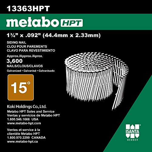 Metabo HPT Siding Nails 13/4 Inch x .092 15 Degree Full Round