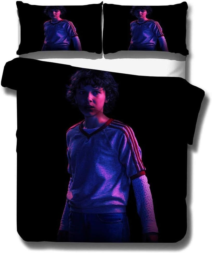 XWXBC Stranger Things Bedding Set - Duvet Cover and Pillowcase, Microfibre, 3D Digital Print Three-Piece Set, Thick and Soft, A01, 135 x 200cm