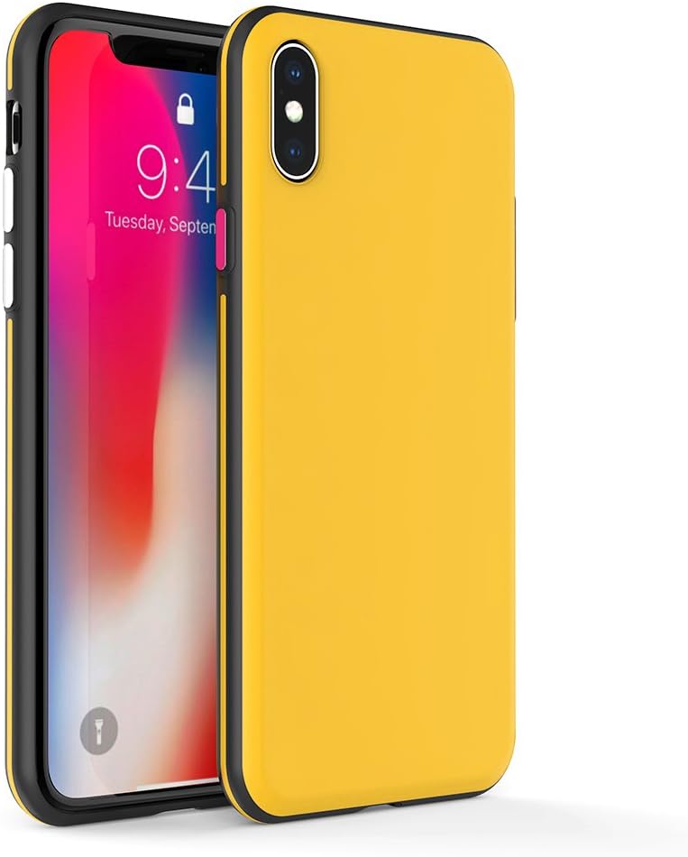 Wopin iPhone X Hybrid Case Non-Slip Anti-Scratch Ultra Slim Thin iPhone 10 Protective Case Cover for Apple iPhone X Summer Yellow(Yellow)