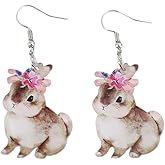 Lovely Easter Bunny Earrings Acrylic Floral Rabbit Earrings Spring Festival Easter Jewelry Gift