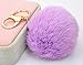 Minigianni Rabbit Fur Ball Pom Pom Keychain Gold Plated Keychain Pendant for Handbag Wallet Purse Car Key (Lilac)