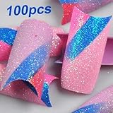 100 Stunning Mixed Colors Glitter Style False Acrylic French Nail Art Tips NEW by 350buy by 350buy
