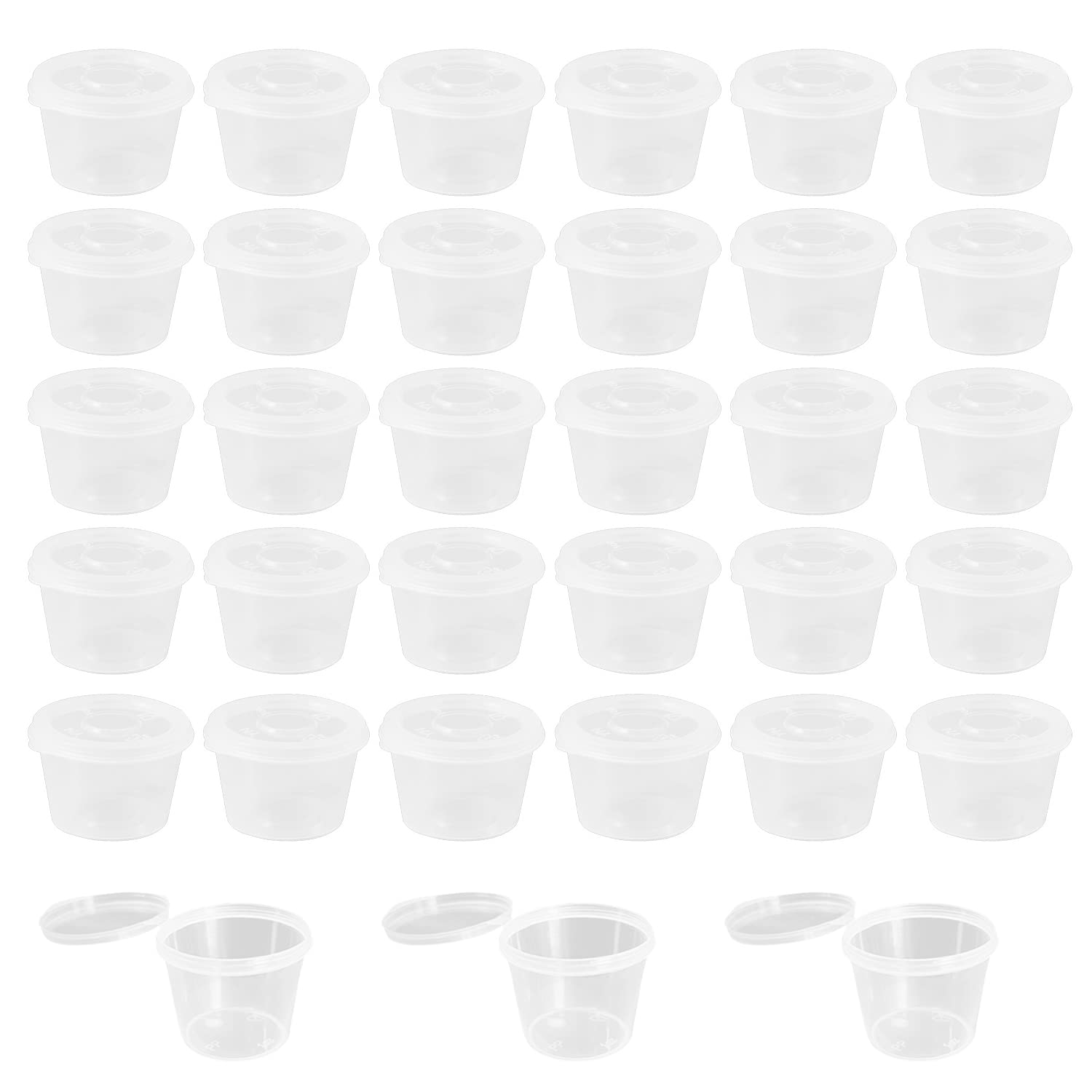 NINVVS 100 Transparent Dipping Boxes, 25ml, Rectangular, Snap Lid, Eco-friendly PP Plastic, Minimalist Style, Sauce Box, 3x3x4.5cm, Restaurant Takeout Containers