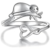 zaxsj 925 Sterling Silver Sloth Ring Adjustable Cute Animal Hypoallergenic Rings Jewelry Gift for Women Mom Daughter