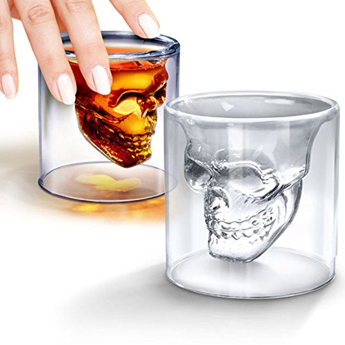 Blue Stones Creative Skull Shot Glass Beer Cup Double Layer Transparent Wine Whiskey Cup Drinkware Milk Juice Mug