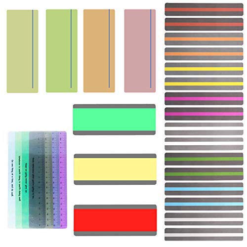 Allazone 27 PCS Reading Guide Highlight Strips 4 Style Colored Overlay Highlight Bookmarks Help with Dyslexia for Children, Teacher Teaching