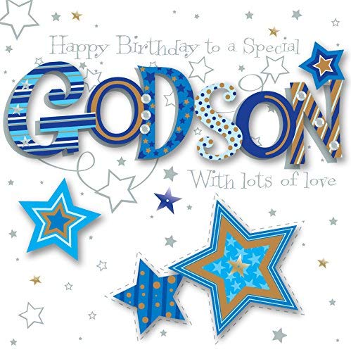 Godson Birthday Handmade Embellished Greeting Card by Talking Pictures Cards