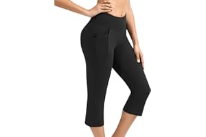 FARTEY Capri Leggings with Pockets for Women Tummy Control High Waisted Yoga Pants Summer Workout Hiking Running Leggings