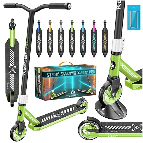 KESSER® Stunt Scooter X-Limit-Pro 360° Lenkung Funscooter Stuntscooter mit Ständer ABEC 9 Kugellagern, 110mm PU Räder, mit Ständer,Kickscooter Tretrol