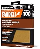 Fandeli 36025 100 Grit Multipurpose Sandpaper Sheets, 9"  x 11", 25-Sheet