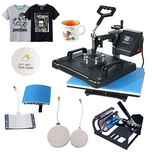 ABDQPC Heat Press Machine 12 X 15 inch 5 in 1 Digital Combo Swing-Away Presser Mug Hat Press Multi-Functional Sublimation T Shirt Heat Press Machine