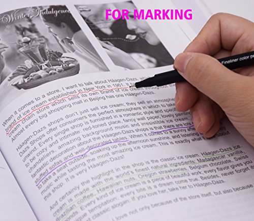 SAYEEC Fineliner Pens Bleed Resistant - Perfect for Calligraphy/Precise Drawing/Writing/Adult Coloring Books/Comics/Manga (12 Colors)