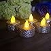 LOGUIDE Battery Operated LED Tea Lights, Silver Glitter Flameless Votive Tealights Candle with Warm Amber,Pack of 12,Small Electric Fake Tea Candle Realistic for Wedding,Festival Celebration