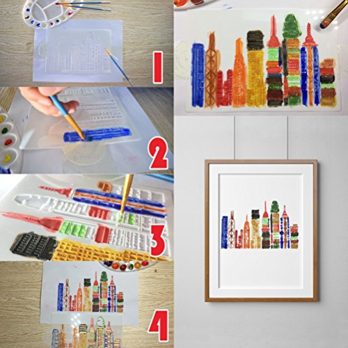 AK ART KITCHENWARE 5pcs/set 8.55 inch Landmark Building Plastic Stencils Template for Fondant Cake Decorating Supplies Decor Stencil Mold White ST-865 - Thumbnail 6
