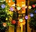 Solar String Lights Outdoor,Oak Leaf 19.7 ft 30 LED Rattan Ball LED Fairy Lights for Outdoor Garden Backyard Patio Party,Multi Colors,Warm White, 2 Modes