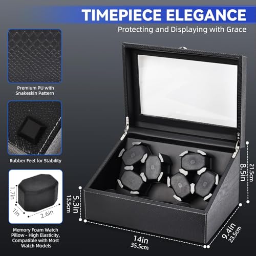 Watch Winder for Automatic Watches, Hightall Luxury Automatic Watch Case Box with Whisper-Quiet Motor, Anti-Scratch Memory Foam, Black 35 * 24 * 21Cm