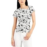 International Concepts Women's Petite Printed Asymmetric Top